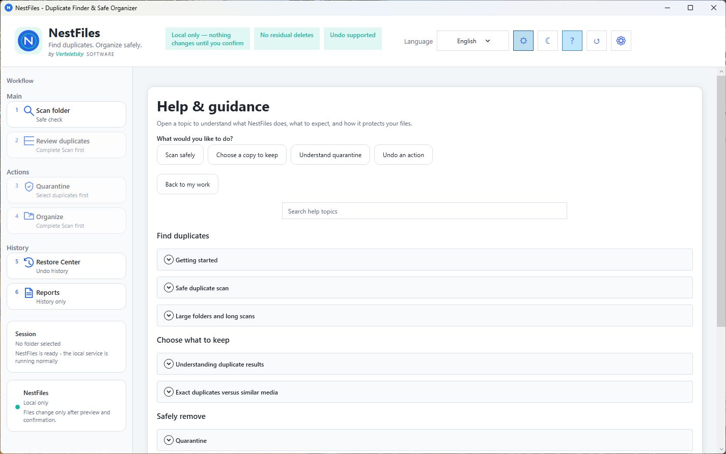 Центр помощи NestFiles