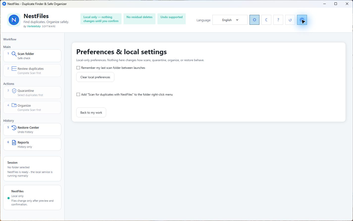 NestFiles scan dashboard